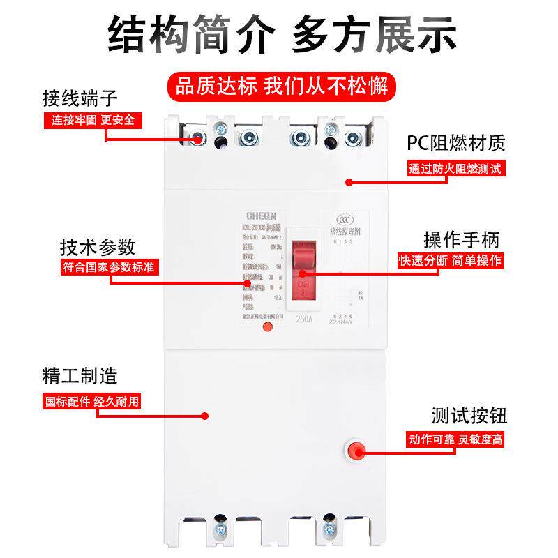 正隆DZ20LE-250/4300漏电断路器220v/380v漏电开关断路器厂用开关