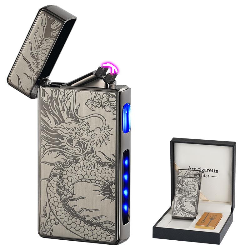 金属Type-c充电双火电弧脉冲电子打火机电量显示高颜值礼品