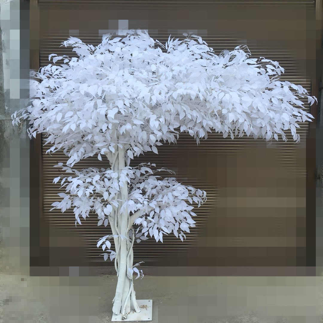 简约风白色榕树仿真布景用仿真树室内外装饰假树商场舞台展厅景观