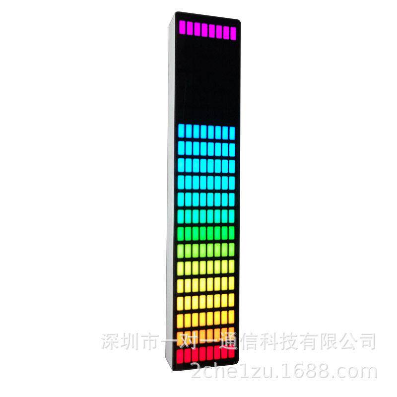 车载音响频谱声控电平拾音氛围灯铝合金20分频幻彩铝合金大屏电池