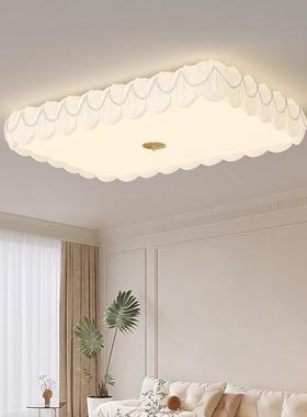 卧室灯吸顶灯法式奶油风38631全光谱温馨护眼珍珠羽客屋灯全具厅