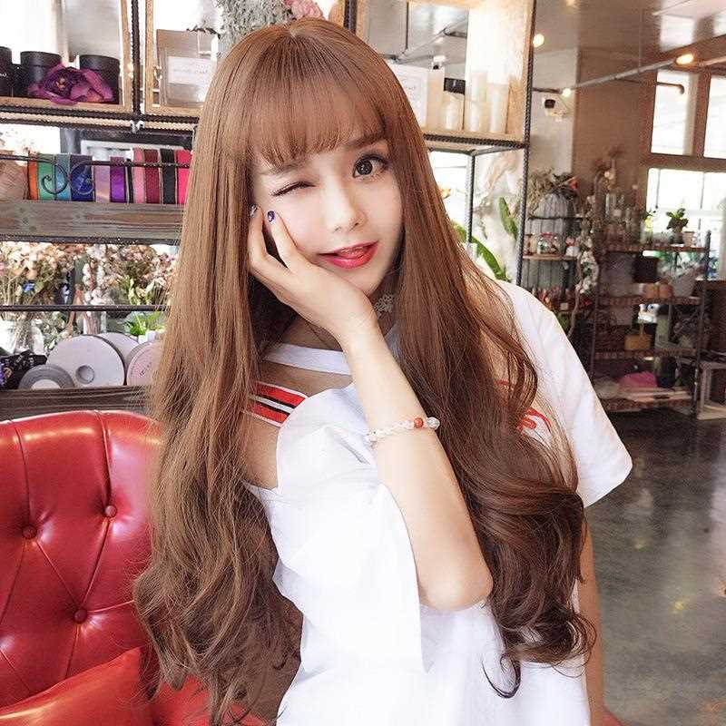 新款直销玫瑰网假发女长卷发空气刘海玉米烫长发真人长卷假发全头