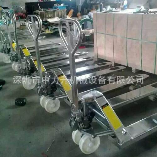 吨5吨不压锈钢手动搬运车镀锌QLP液牛防腐蚀手拉地叉车手托车