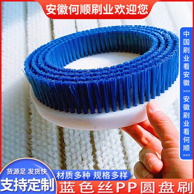 安徽顺刷业直供蓝色丝PP圆盘刷龙毛刷盘P何V硬C板尼植毛655除尘刷