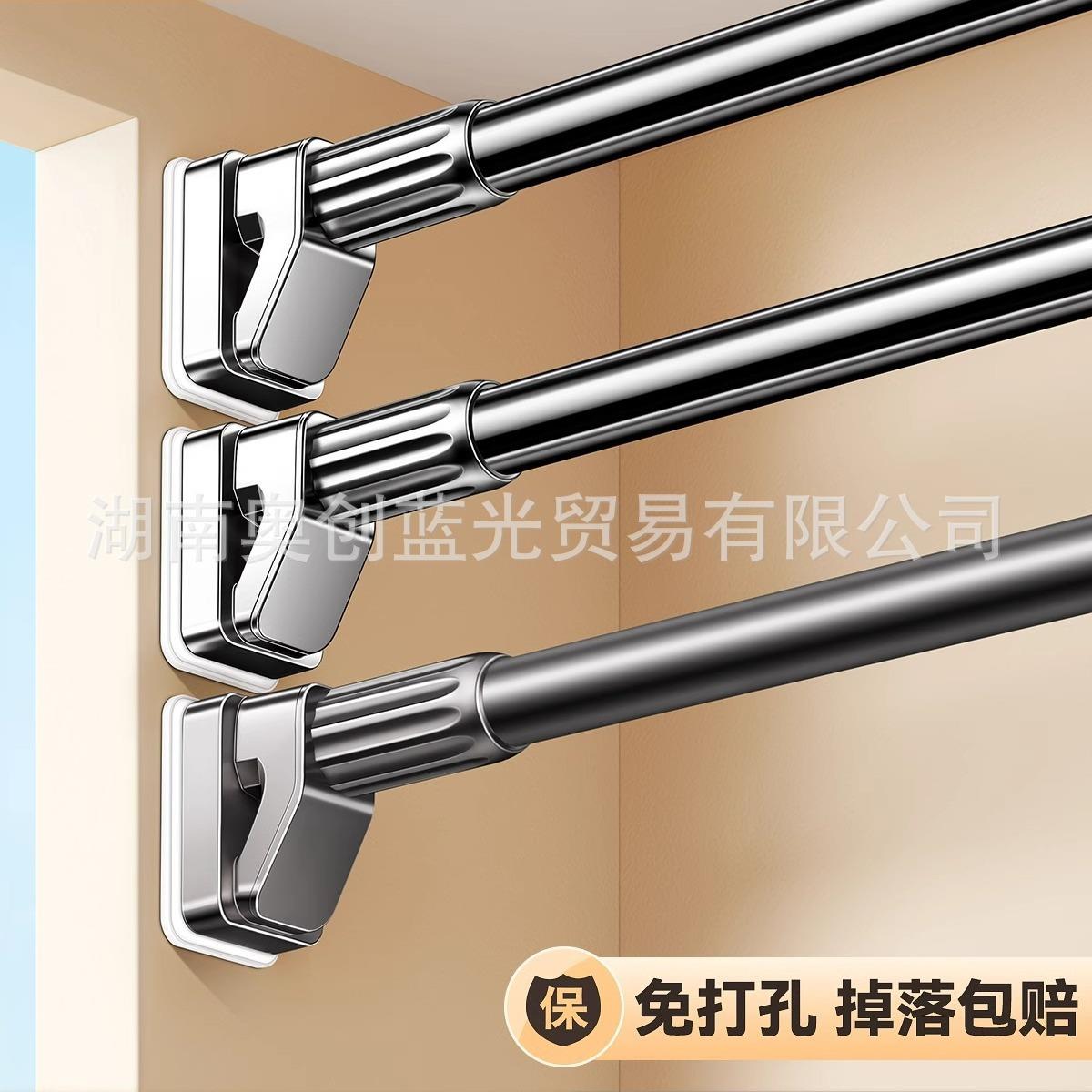 伸缩晾衣杆晾衣绳隐形免打孔浴室晒衣杆神器绳子收缩卫生间晾衣架