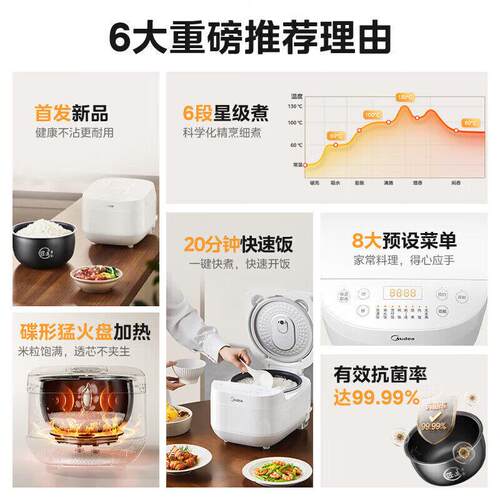 美.的MB-RE418电饭煲电饭锅厚釜内胆家用4升迷你大容量2-3-4人