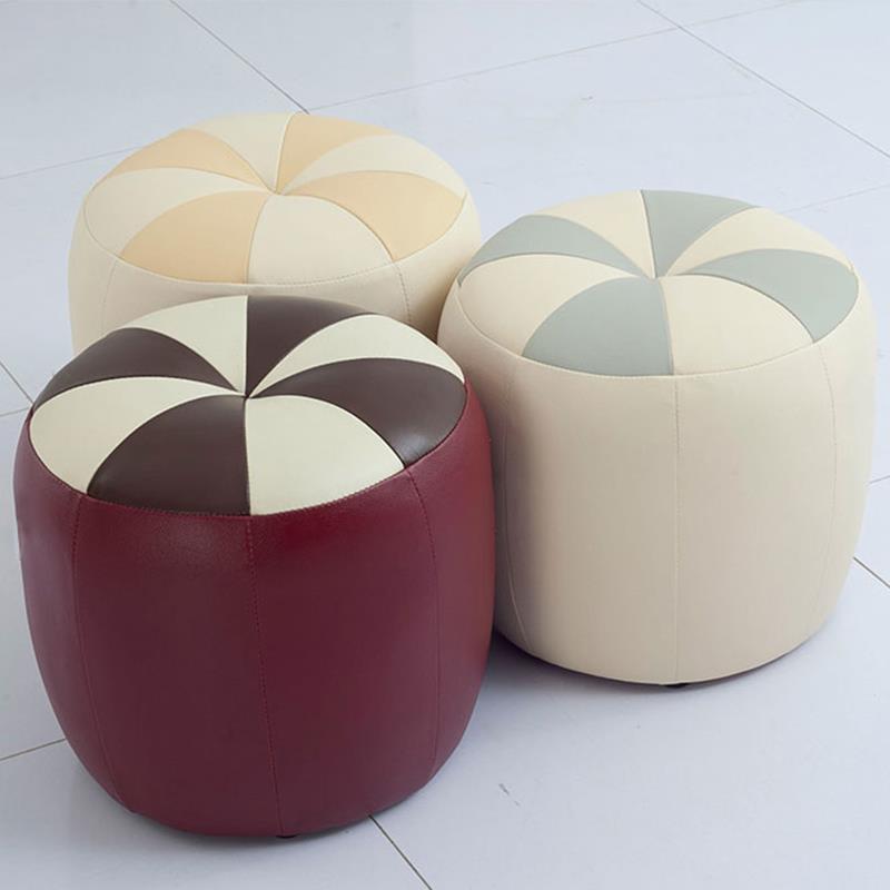 皮凳子家用客厅真皮小圆凳沙发茶几搁脚凳头层牛皮试衣间换鞋凳子