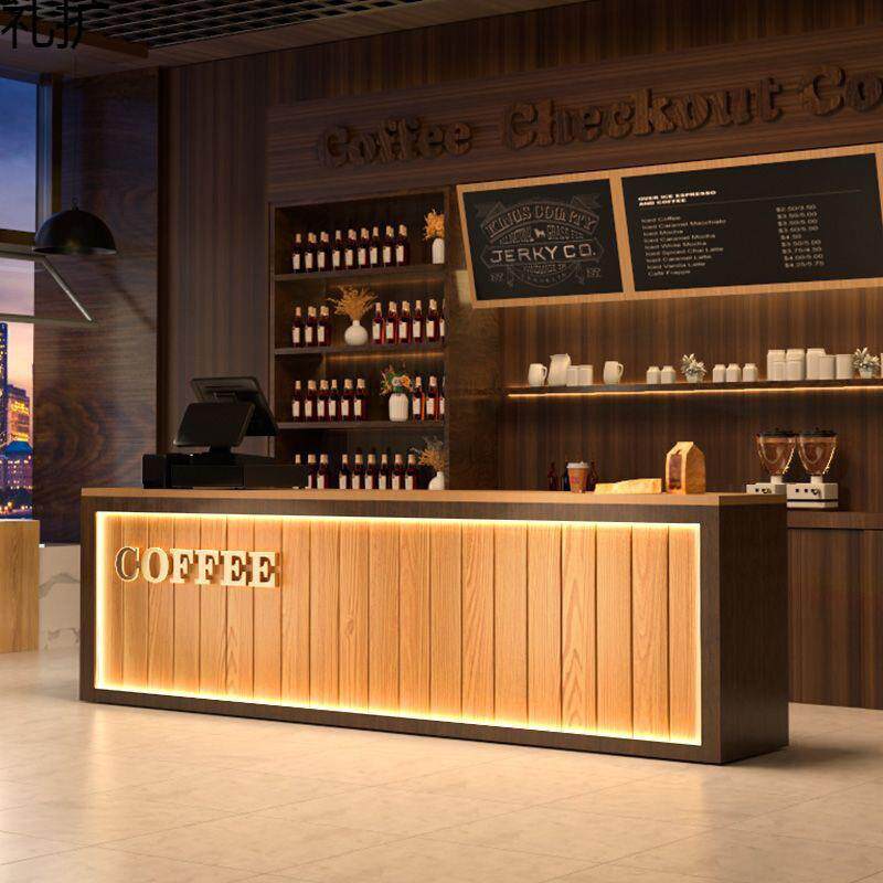 吧台收银台简约现代咖啡奶茶店花店酒吧柜台公司前台接待台操作台