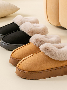 2025情侣棉拖鞋包跟厚底男女防滑居家室内冬季保暖毛拖家居棉鞋