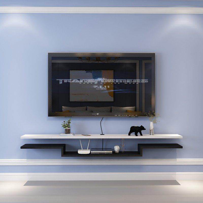 客厅卧室挂墙电视柜背景墙柜现代简约组合壁挂式隔板装饰架机上盒