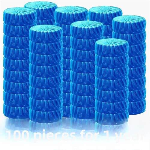 60pcs Blue Bubble Automatic Toilet Cleaner Tablet Blocks Loo