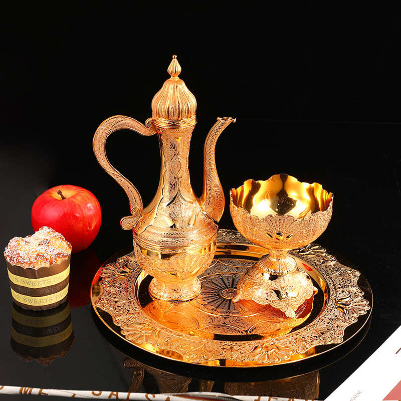 欧式奢华高档酒具套装创意家用复古金色酒杯酒壶酒店宴席餐桌酒具