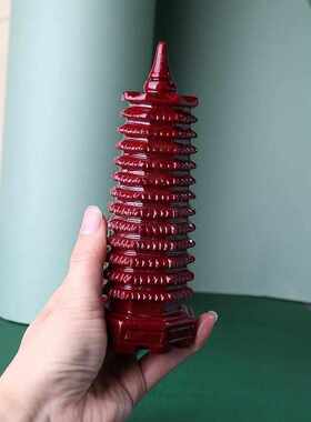 朱砂装饰塔礼品红色小学生摆件文昌居家塔朱砂紫砂办公桌文昌层13