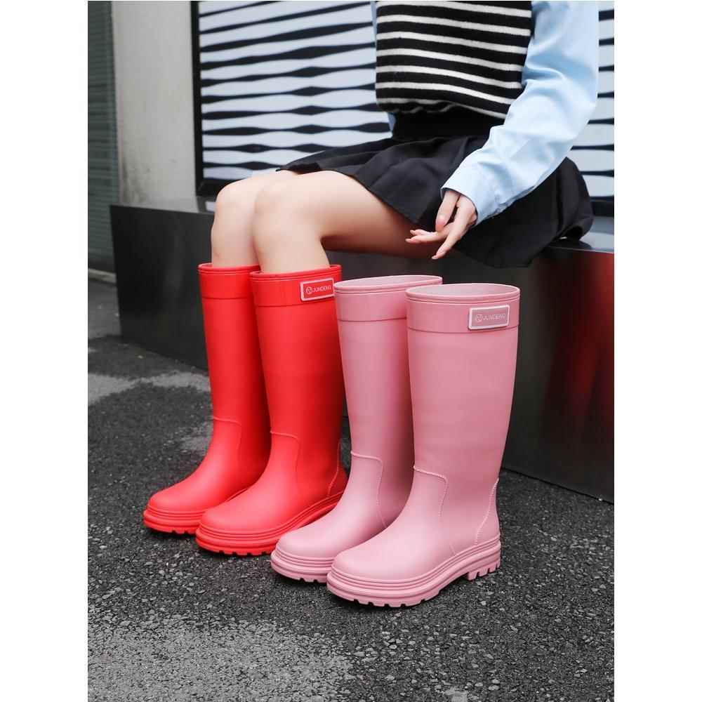 加厚雨鞋女时尚雨靴女款防水防滑高筒外穿耐磨胶鞋长筒靴雨林徒步