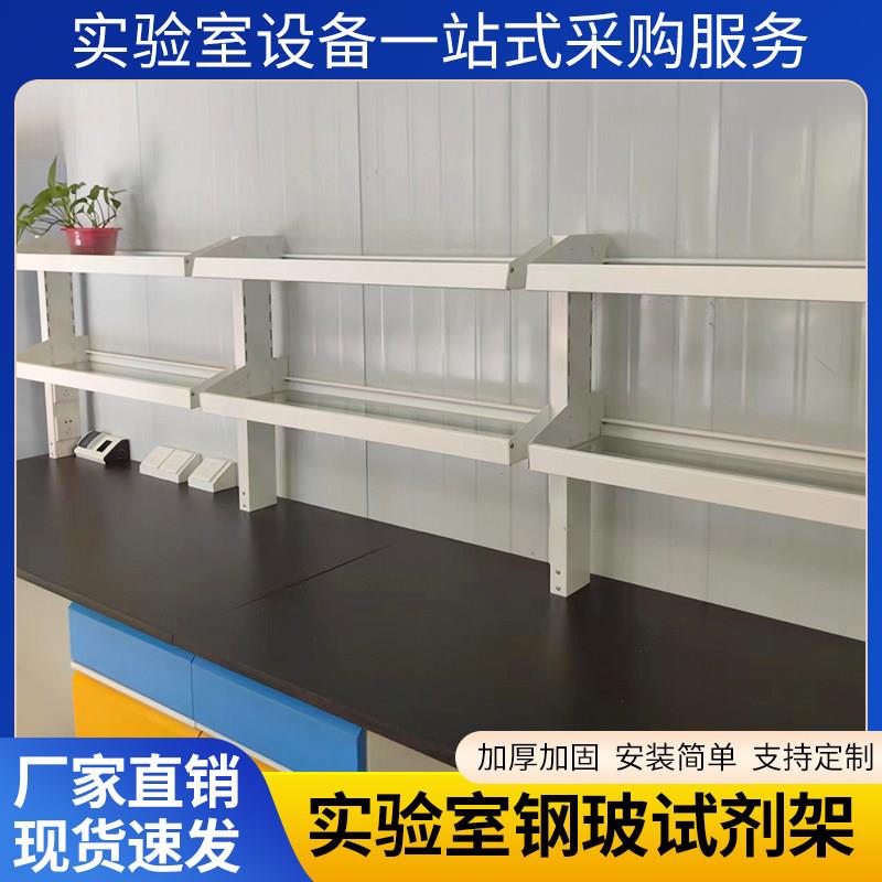 钢玻试剂架实验室玻璃置物架化验室双层玻璃架子边台中央台药品架图片