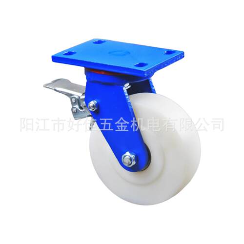 源头工厂产品6X2超重型高承载1吨实心尼龙万向刹车脚轮