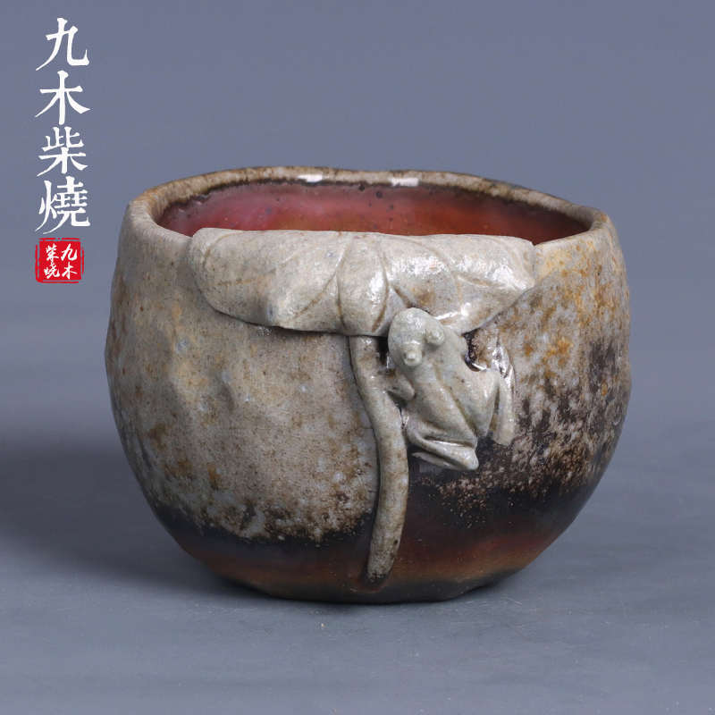 日式复古池紫兰老师手捏柴烧茶杯落灰自然落灰柴烧主人杯73-96号