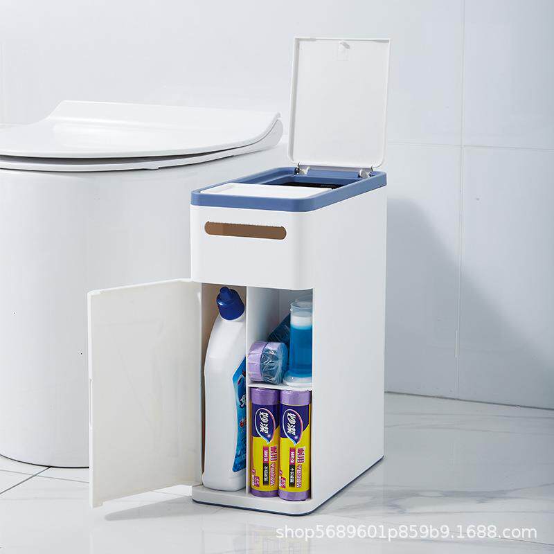 日式一体式垃圾桶卫生间家用客厅有盖夹缝按压式带盖网红创意简约