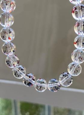 新品天然毒液红黑云母超七手链双色超七手串男女款珠链珠规格8mm