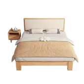 榉木实木床软包床现代耐用出租屋床家用加厚加宽网红主卧大床现货