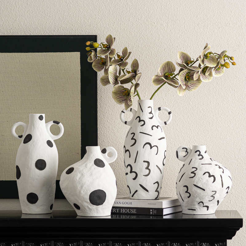 艺贝子黑白侘寂风日式中古手绘粗陶罐酒店民宿艺术品陶瓷花瓶摆件,鲜花速递/花卉仿真/绿植园艺,情绪植物,淘宝优惠券,粉丝福利购,淘宝优惠卷