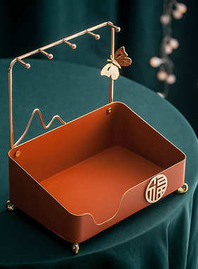 新中式轻奢玄关钥匙收纳摆件客厅茶几创意托盘家居乔迁送礼装饰品