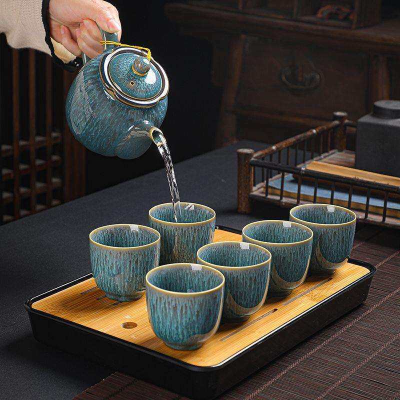 窑变陶瓷茶壶中大号容量过滤内胆茶具茶杯子单壶套装家用冲泡茶器