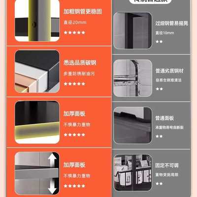 储物菜零食微波功能置物架厨房架子微波炉烤箱架多功能落地收纳放