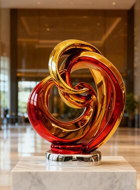 色彩绚丽现代轻奢摆件样板房售楼部酒店大堂抽象雕塑乔迁艺术装饰