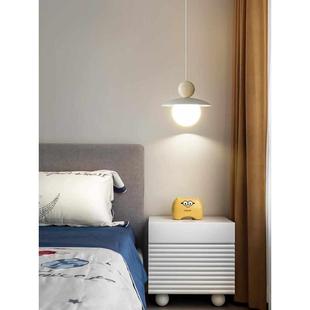 床头吊灯卧室灯现代简约电视背景墙装 饰灯创意奶油风房间小吊线灯