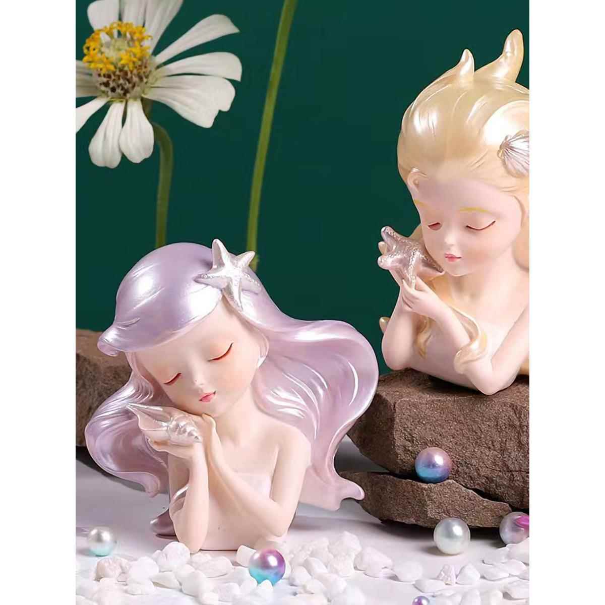 创意文艺小摆件可爱少女心海洋女孩桌面汽车载节日送人礼物儿童房