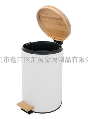 竹盖纯色垃圾AWB134-1带盖家用垃圾桶厨桶脚踏厕垃圾桶房所卫生间