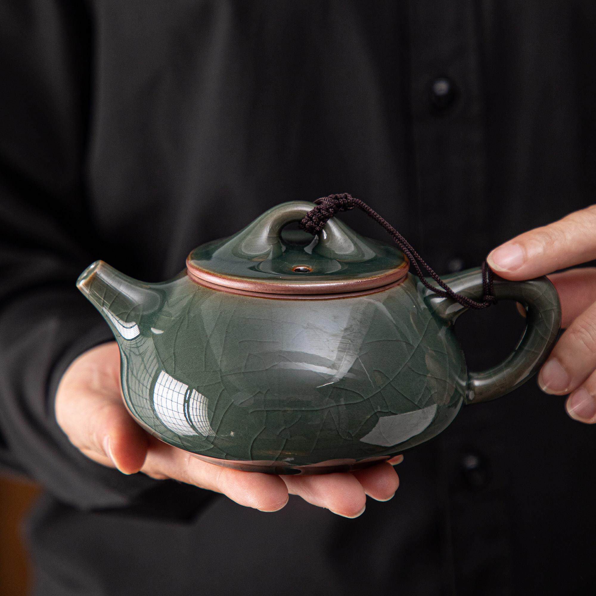 300毫升大号哥窑石瓢壶冰裂纹陶瓷茶壶开片可养单壶功夫茶具正品