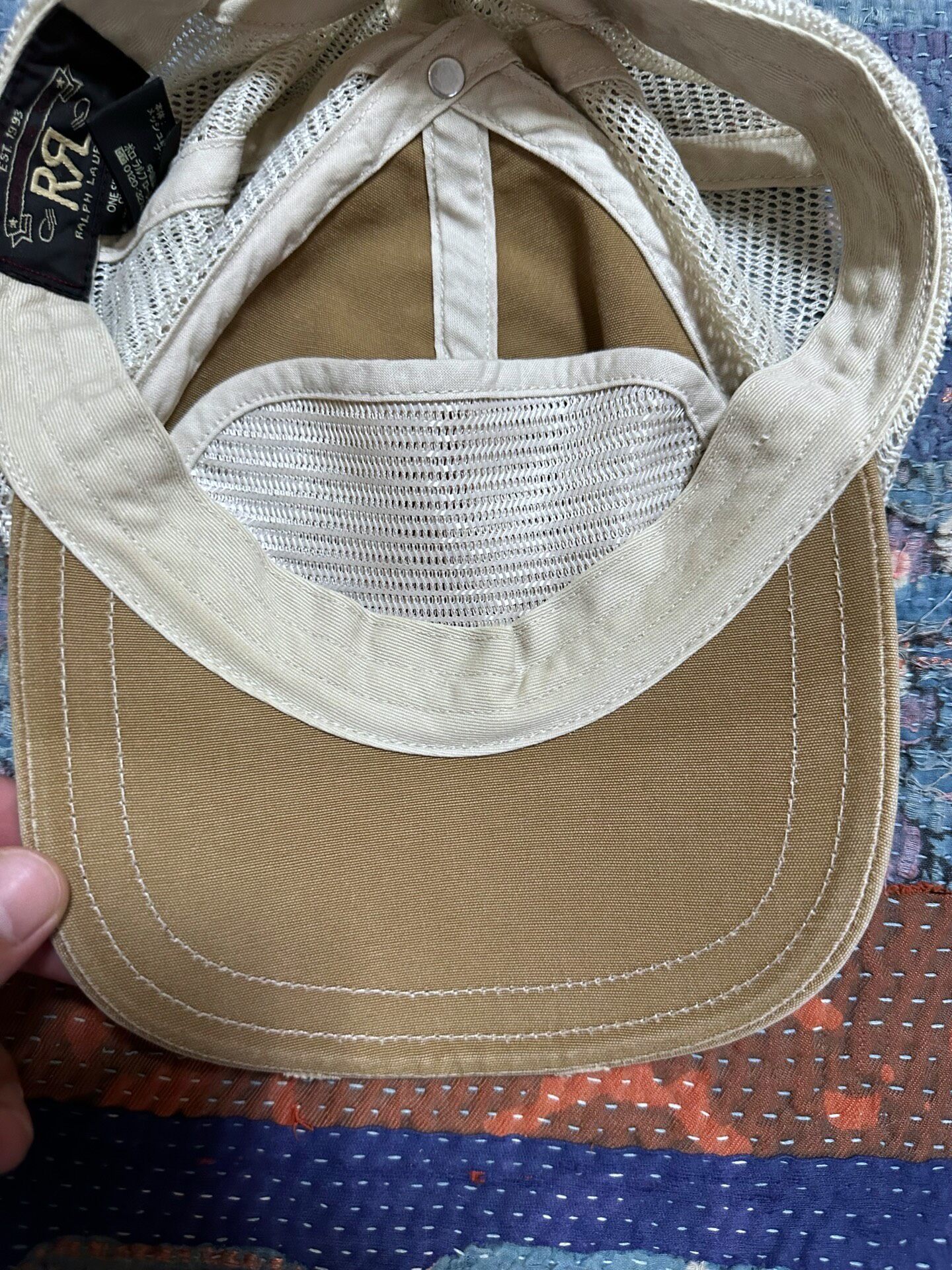 RRL Brown Trucker Hat with Red Patch — back