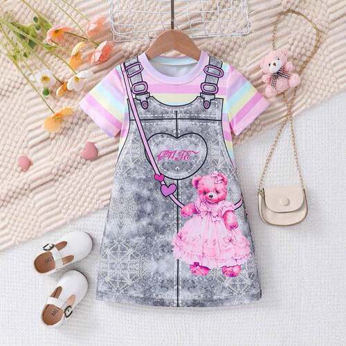 Unicorn Style Baby Denim Overalls Jumpsuit, Striped Long