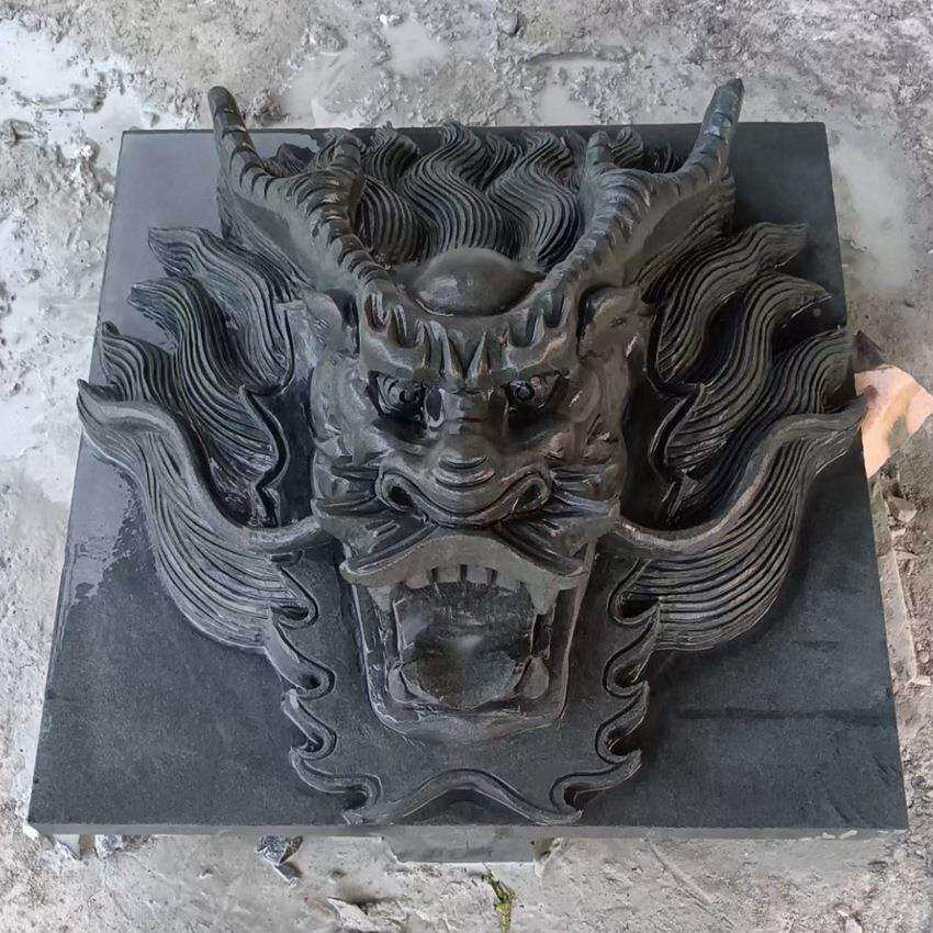 大理石石雕动物龙头壁挂 喷泉水景鲤鱼壁挂吐水水景摆件厂家