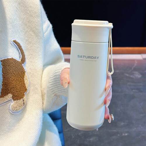 儿童学生专用保温杯简约上学茶水分离泡茶水杯女生便携高颜值直身