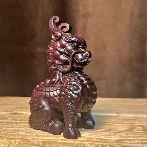 黑檀木神武麒麟摆件书房镇纸男士手把件随身盘玩办公桌面装饰品礼