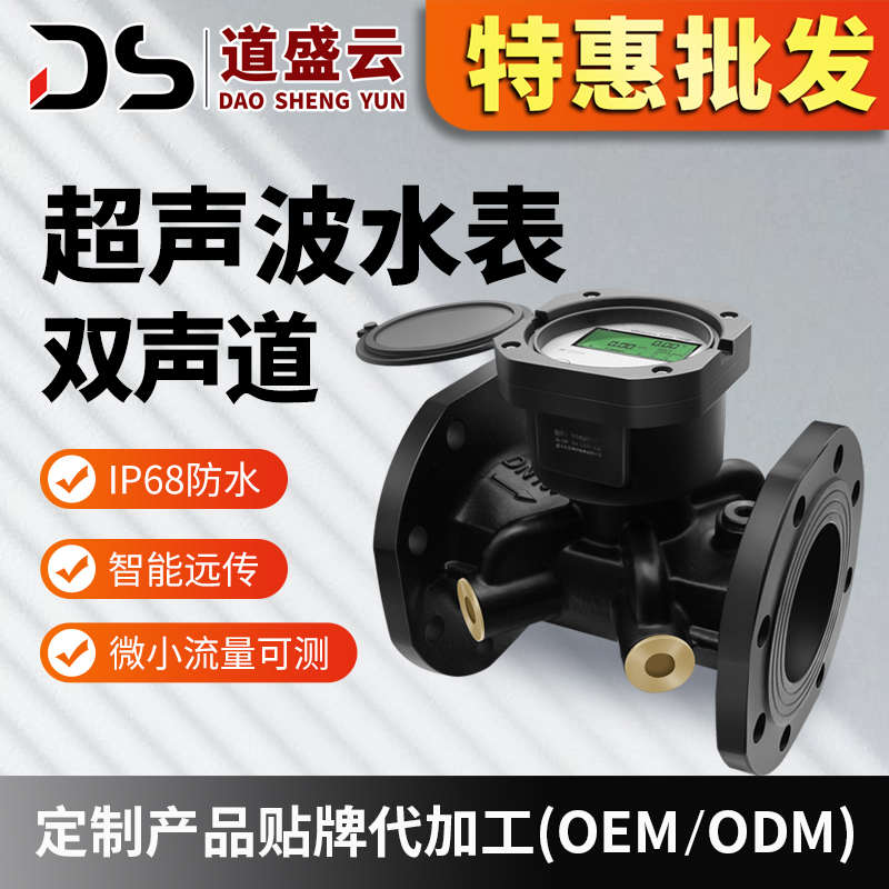 道盛云智能超声波水表高精度防水电池供电管道式超声波流量计水表