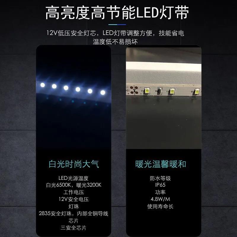 花边镜子化妆镜智能镜花瓣太阳led浴室镜防雾异形浴室LED灯镜除雾