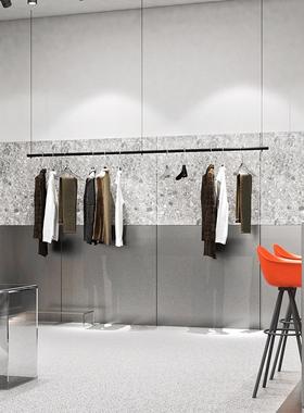 服装店展示架不锈钢悬挂吊顶货架男女童装伸缩上墙陈列黑色挂衣架