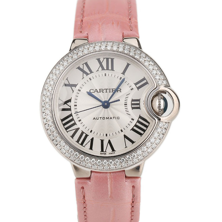 [9.8新]卡地亚蓝气球18K白金原镶钻33mm自动机械女表WE902037