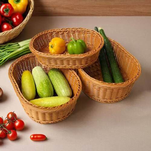 手工藤编织家用水果零食花生糖果点心果盘包子馒头茶几摆件收纳筐