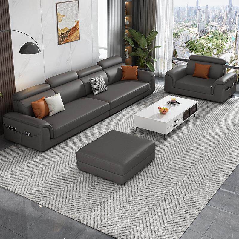 猫抓皮沙发三人位直排组合贵妃榻沙发乳胶坐垫小户型客厅皮艺沙发