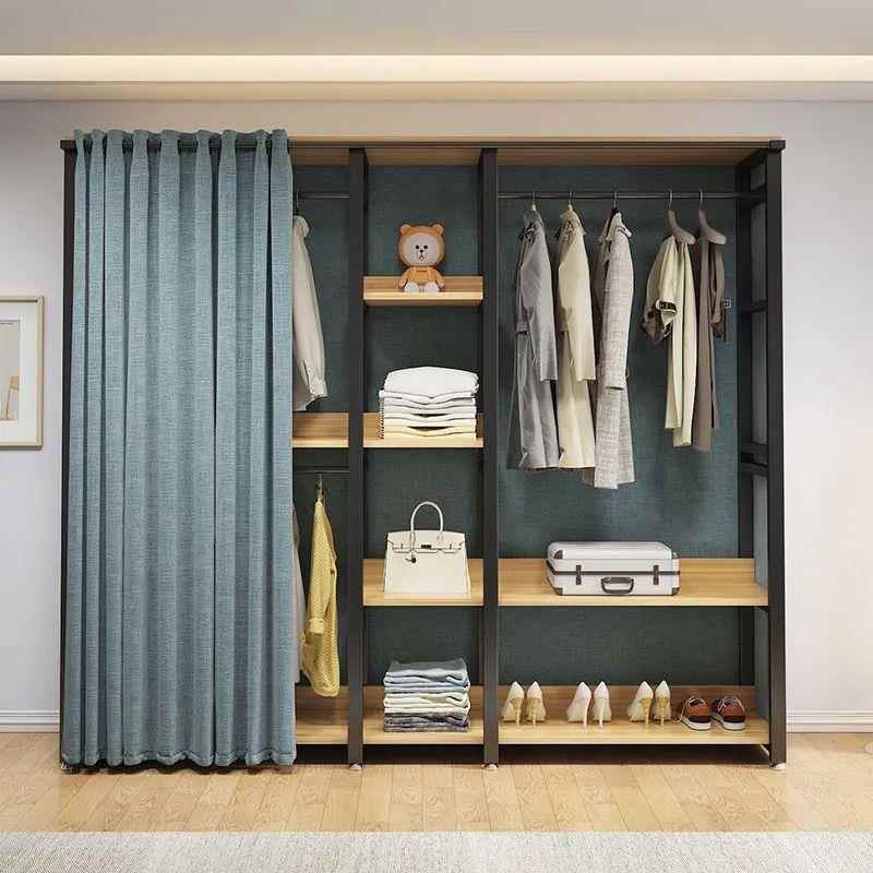 简易衣柜家用卧室现代简间约布衣柜钢木组MXZ合租加固出房帽大衣