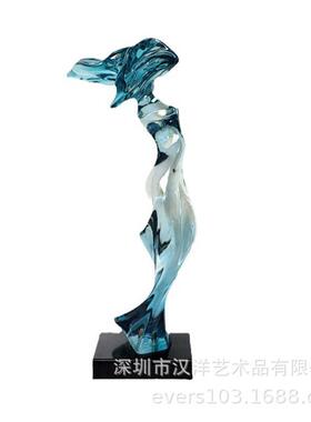 透明树脂抽象艺术摆件售楼部酒店大堂落地雕塑软装家居客厅装饰品