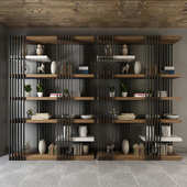 美式 loft工业风大厅背景墙物品置物架后现代别墅创意隔断多层书架