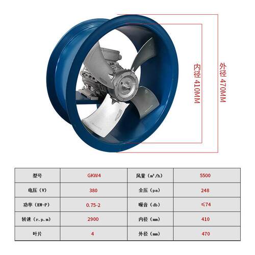 GK4W温号0.5kw四叶烘干房4754220风机耐轴流风机烘干7房专用温风