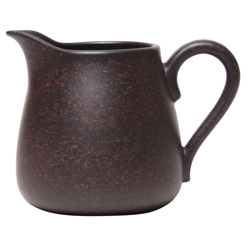宜兴黑金砂紫砂公道杯分茶器全手工手把家用小茶杯子功夫茶具配件