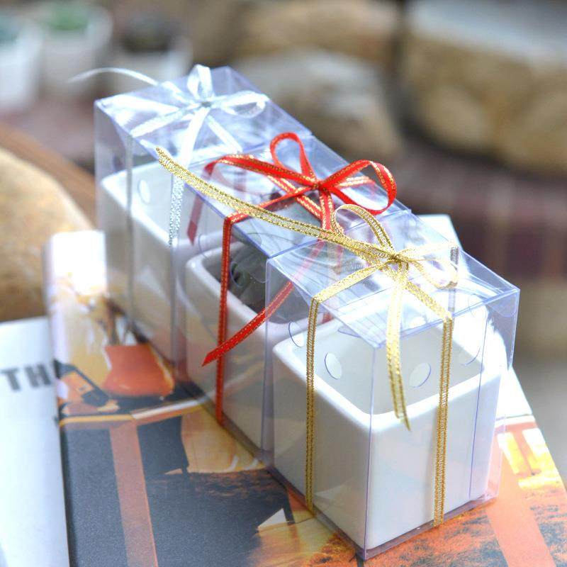 陶瓷小方方有孔菲林盒配丝带多肉植物白色小方陶瓷花盆简约小礼盒,宠物/宠物食品及用品,桌面缸,淘宝优惠券,粉丝福利购,淘宝优惠卷